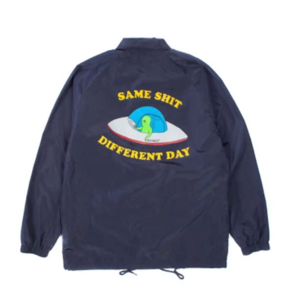 RIPNDIP Mens Same Shit Different Day Coach Jacket Windbreaker Navy Size S - Picture 1 of 9